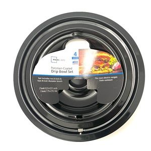 Porcelain-Coated Drip Bowl Set for Electric Ranges; 4 pieces